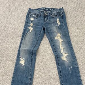 Blue Distressed Women's Slim Jeans